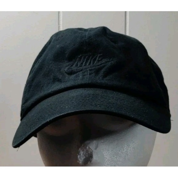 Nike Heritage 86 Hat Mens One Size Black Swoosh‎ Logo Adjustable Strapback - Picture 1 of 4